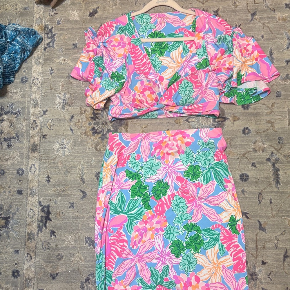 Lilly Pulitzer Pink and Green Floral Top
